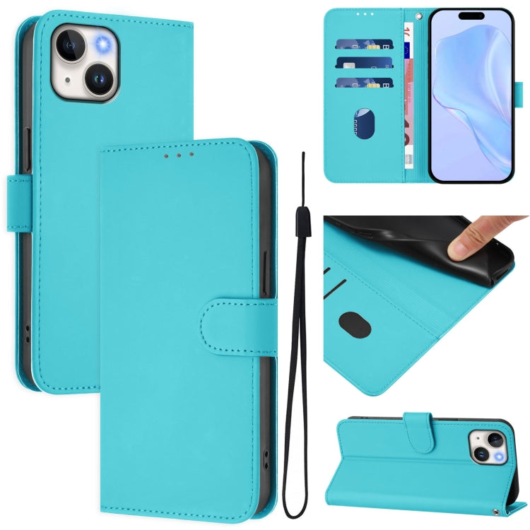 皮膚觸感純色皮革手機殼附掛繩，適用於 iPhone 14 / 13，適用於 iPhone 14 Pro