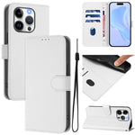 皮膚觸感純色皮革手機殼附掛繩，適用於 iPhone 14 / 13，適用於 iPhone 14 Pro