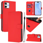 Skin Feel Solid Color Leather Phone Case with Lanyard, For iPhone 13 mini, For iPhone 12 / 12 Pro