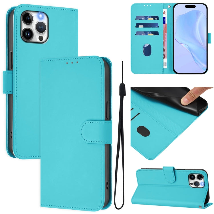Skin Feel Solid Color Leather Phone Case with Lanyard, For iPhone 12 Pro Max, For iPhone 12 mini