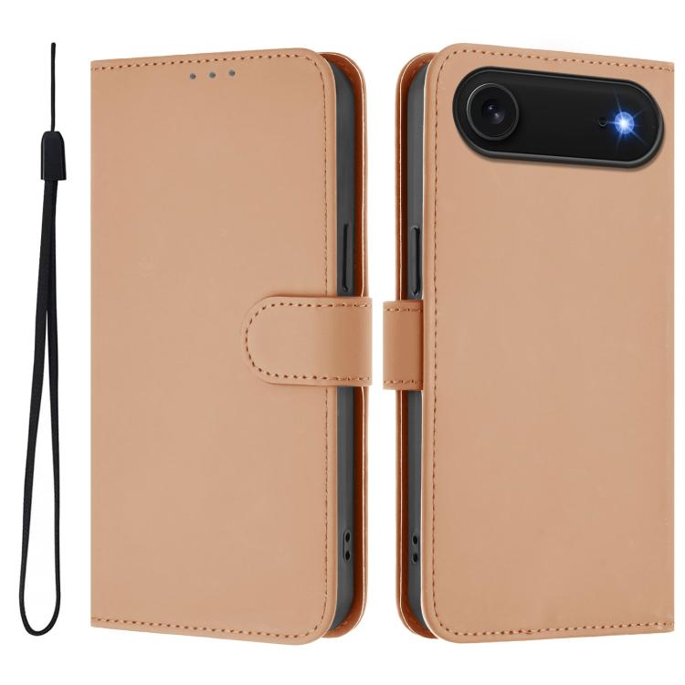 皮膚觸感純色皮革手機殼附掛繩，適用於iPhone Air、iPhone 16 Pro Max