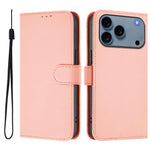 皮膚觸感純色皮革手機殼附掛繩，適用於iPhone 17e / 16e、iPhone 17 Pro Max
