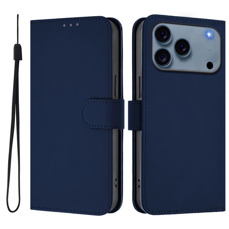 皮膚觸感純色皮革手機殼附掛繩，適用於iPhone 17e / 16e、iPhone 17 Pro Max
