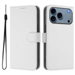 皮膚觸感純色皮革手機殼附掛繩，適用於iPhone 17e / 16e、iPhone 17 Pro Max