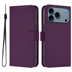 皮膚觸感純色皮革手機殼附掛繩，適用於iPhone 17e / 16e、iPhone 17 Pro Max