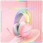 ONIKUMA X33 頭戴式 RGB 燈電競遊戲耳機，線長：2m，X33