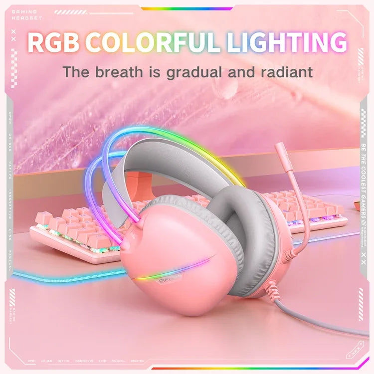 ONIKUMA X33 頭戴式 RGB 燈電競遊戲耳機，線長：2m，X33