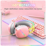 ONIKUMA X33 頭戴式 RGB 燈電競遊戲耳機，線長：2m，X33