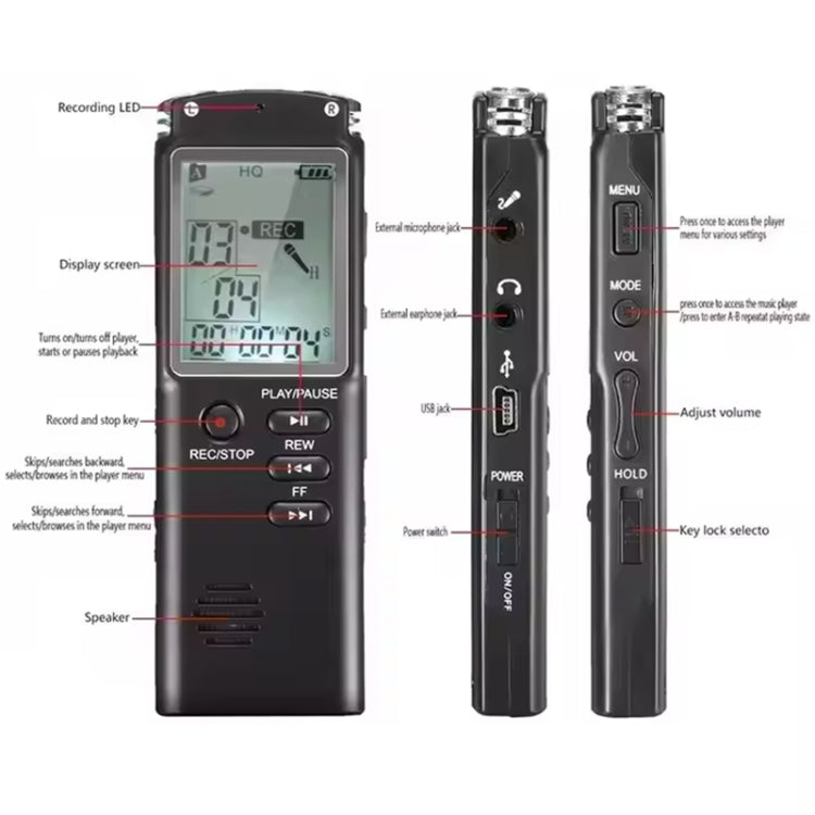T60 智慧高清降噪錄音筆 MP3 播放器，T60
