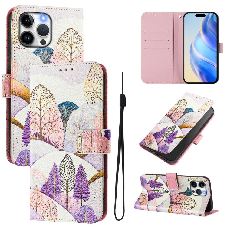 Art Colored Drawing Pattern Leather Phone Case, For iPhone 13 Pro