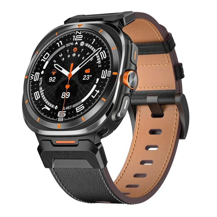 機械風格皮革錶帶，適用於 Samsung Galaxy Watch Ultra 47mm / Ultra 2025