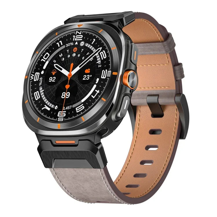 機械風格皮革錶帶，適用於 Samsung Galaxy Watch Ultra 47mm / Ultra 2025