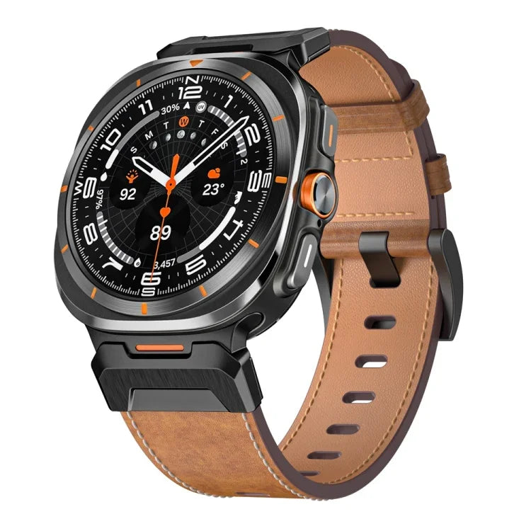 機械風格皮革錶帶，適用於 Samsung Galaxy Watch Ultra 47mm / Ultra 2025