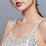S925純銀深藍心形女項鍊飾品