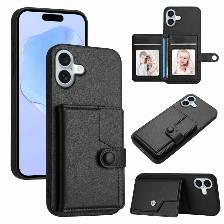 按鈕卡包RFID防盜手機殼，適用於iPhone 17 Pro Max、iPhone 17 Pro、iPhone 17、iPhone Air、iPhone 16 Pro Max、iPhone 16 Pro、iPhone 16 Plus、iPhone 16