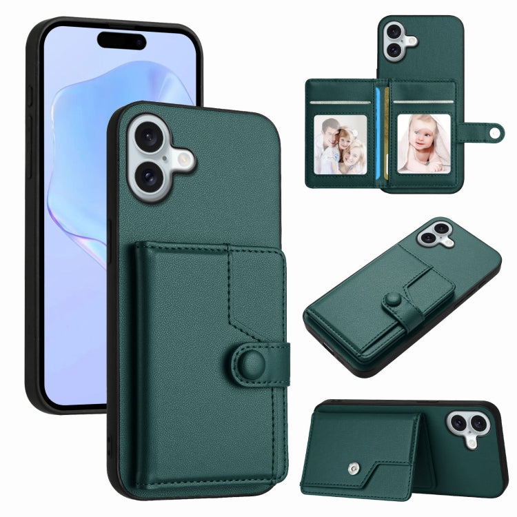 按鈕卡包RFID防盜手機殼，適用於iPhone 17 Pro Max、iPhone 17 Pro、iPhone 17、iPhone Air、iPhone 16 Pro Max、iPhone 16 Pro、iPhone 16 Plus、iPhone 16