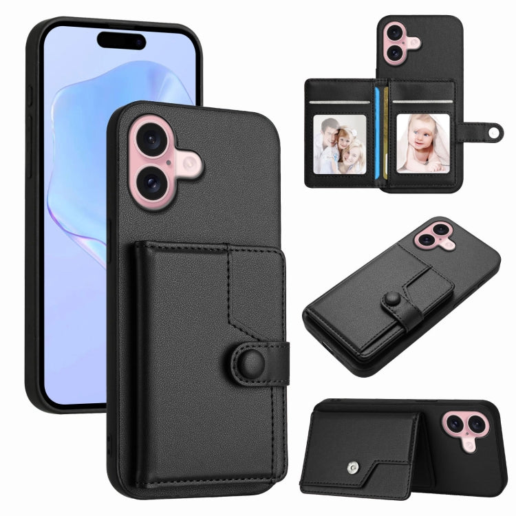 按鈕卡包RFID防盜手機殼，適用於iPhone 17 Pro Max、iPhone 17 Pro、iPhone 17、iPhone Air、iPhone 16 Pro Max、iPhone 16 Pro、iPhone 16 Plus、iPhone 16