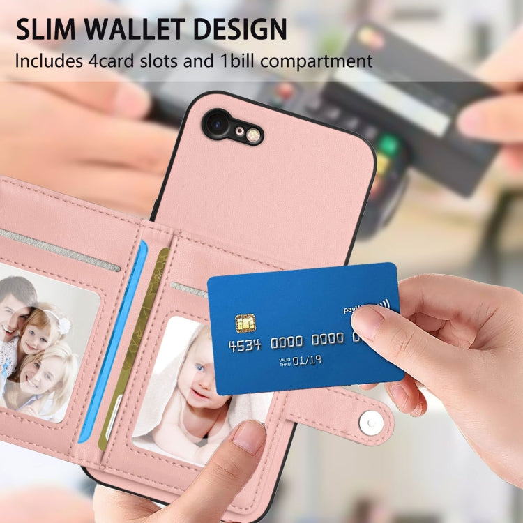 按鈕卡包RFID防盜手機殼，適用於iPhone SE 2022 / 2020、iPhone 13 Pro Max、iPhone 13 Pro、iPhone 13、iPhone 13 mini、iPhone 12、iPhone 12 Pro Max、iPhone 12 Pro