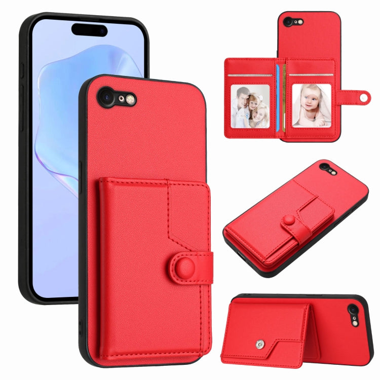 按鈕卡包RFID防盜手機殼，適用於iPhone SE 2022 / 2020、iPhone 13 Pro Max、iPhone 13 Pro、iPhone 13、iPhone 13 mini、iPhone 12、iPhone 12 Pro Max、iPhone 12 Pro