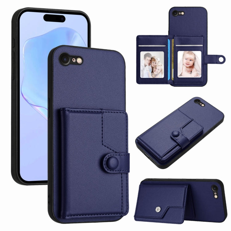 按鈕卡包RFID防盜手機殼，適用於iPhone SE 2022 / 2020、iPhone 13 Pro Max、iPhone 13 Pro、iPhone 13、iPhone 13 mini、iPhone 12、iPhone 12 Pro Max、iPhone 12 Pro