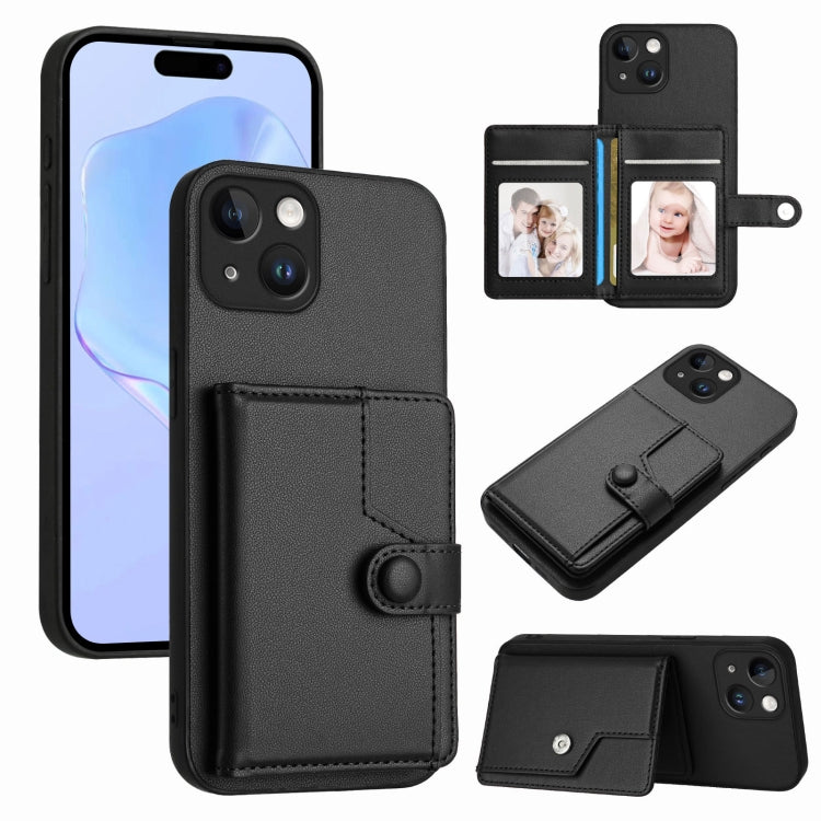 按鈕卡包RFID防盜手機殼，適用於iPhone SE 2022 / 2020、iPhone 13 Pro Max、iPhone 13 Pro、iPhone 13、iPhone 13 mini、iPhone 12、iPhone 12 Pro Max、iPhone 12 Pro