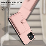 按鈕卡包RFID防盜手機殼，適用於iPhone 12 mini、iPhone 11 Pro Max、iPhone 11、iPhone 11 Pro、iPhone XS / X、iPhone XR、iPhone XS Max、iPhone 8 Plus / 7 Plus