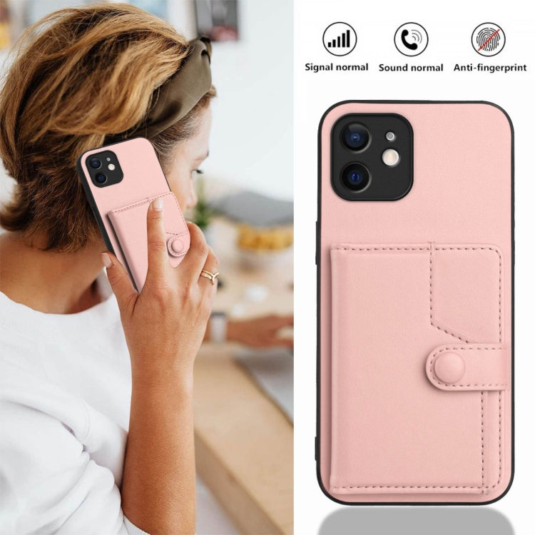 按鈕卡包RFID防盜手機殼，適用於iPhone 12 mini、iPhone 11 Pro Max、iPhone 11、iPhone 11 Pro、iPhone XS / X、iPhone XR、iPhone XS Max、iPhone 8 Plus / 7 Plus