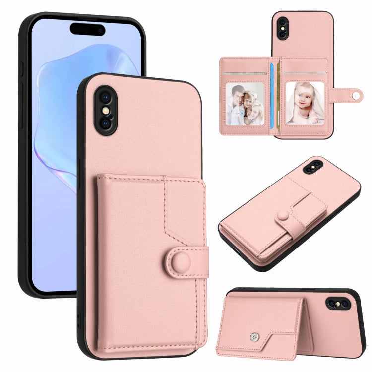 按鈕卡包RFID防盜手機殼，適用於iPhone 12 mini、iPhone 11 Pro Max、iPhone 11、iPhone 11 Pro、iPhone XS / X、iPhone XR、iPhone XS Max、iPhone 8 Plus / 7 Plus