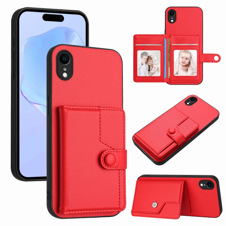 按鈕卡包RFID防盜手機殼，適用於iPhone 12 mini、iPhone 11 Pro Max、iPhone 11、iPhone 11 Pro、iPhone XS / X、iPhone XR、iPhone XS Max、iPhone 8 Plus / 7 Plus