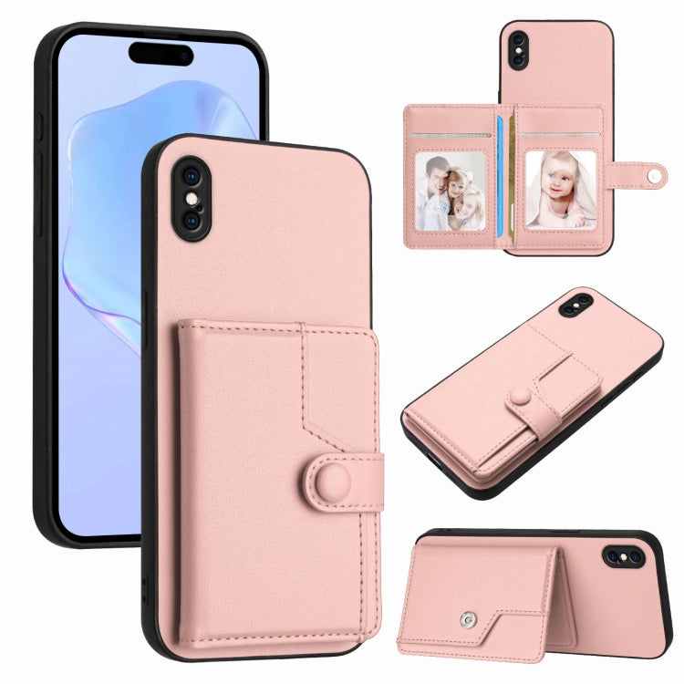 按鈕卡包RFID防盜手機殼，適用於iPhone 12 mini、iPhone 11 Pro Max、iPhone 11、iPhone 11 Pro、iPhone XS / X、iPhone XR、iPhone XS Max、iPhone 8 Plus / 7 Plus
