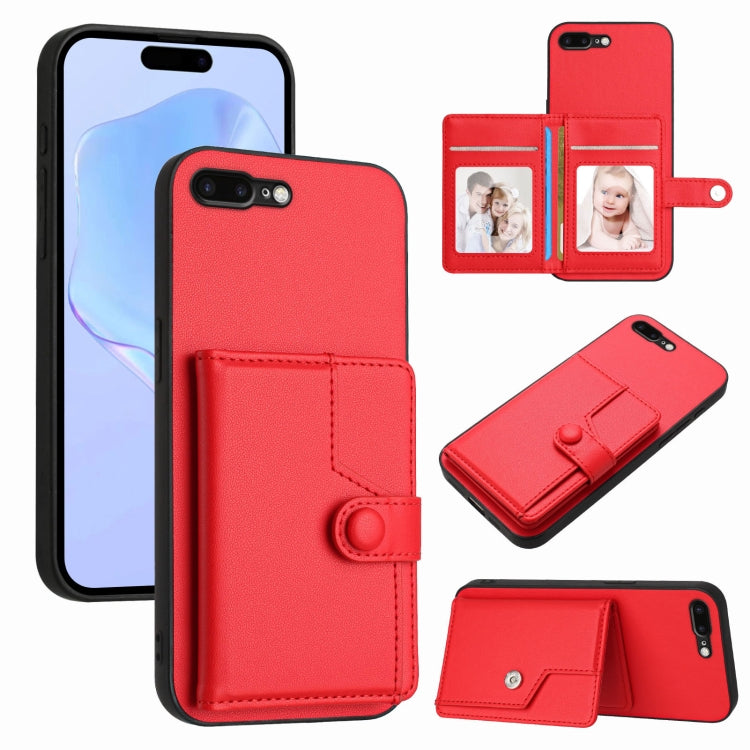 按鈕卡包RFID防盜手機殼，適用於iPhone 12 mini、iPhone 11 Pro Max、iPhone 11、iPhone 11 Pro、iPhone XS / X、iPhone XR、iPhone XS Max、iPhone 8 Plus / 7 Plus