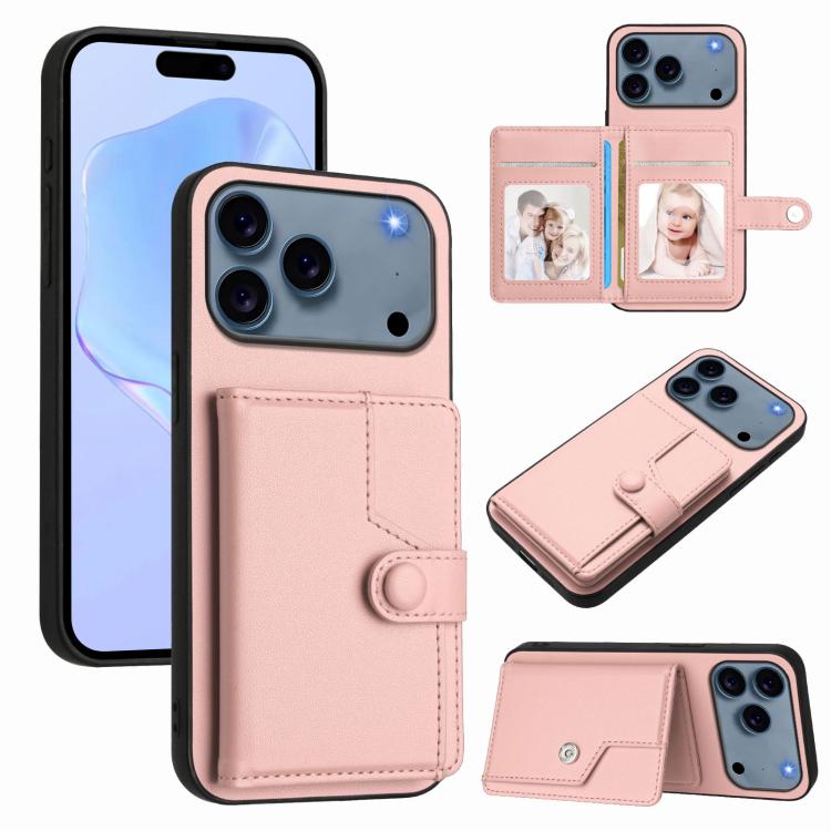 按鈕卡包RFID防盜手機殼，適用於iPhone 17 Pro Max、iPhone 17 Pro、iPhone 17、iPhone Air、iPhone 16 Pro Max、iPhone 16 Pro、iPhone 16 Plus、iPhone 16