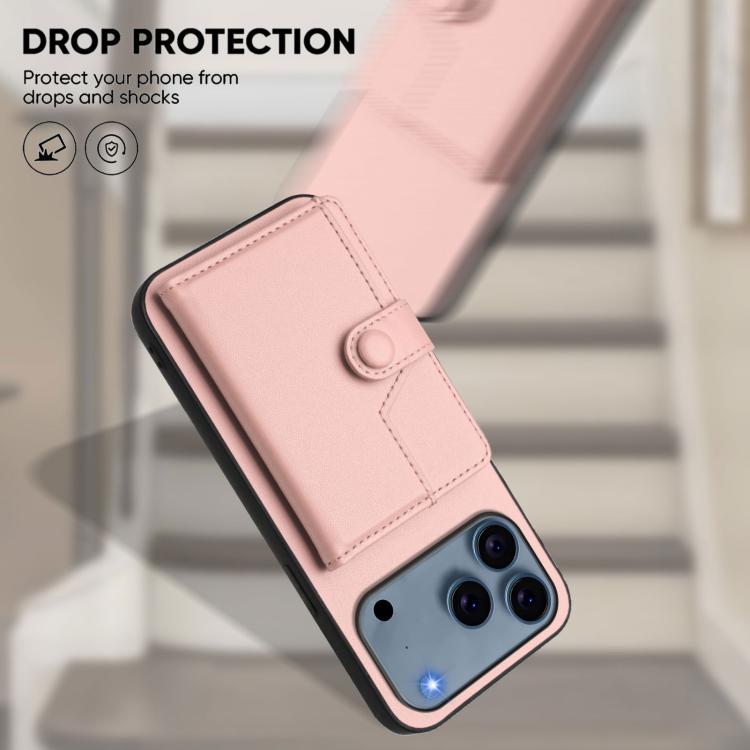 按鈕卡包RFID防盜手機殼，適用於iPhone 17 Pro Max、iPhone 17 Pro、iPhone 17、iPhone Air、iPhone 16 Pro Max、iPhone 16 Pro、iPhone 16 Plus、iPhone 16