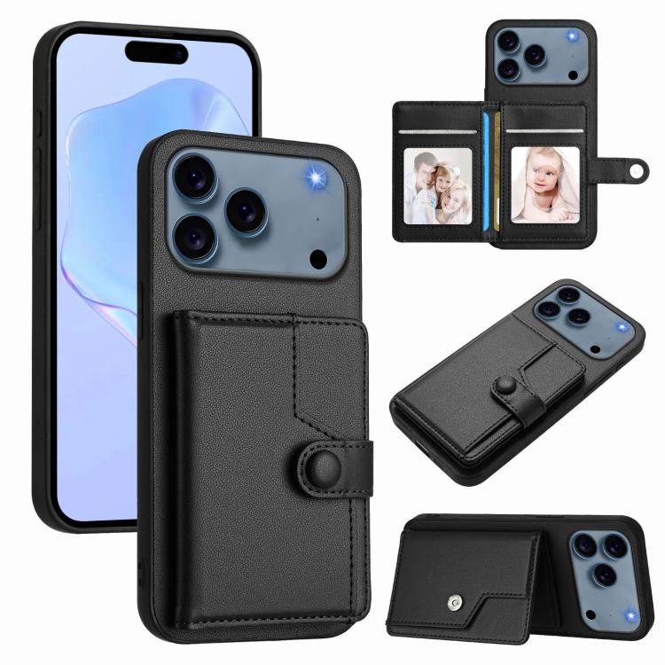 按鈕卡包RFID防盜手機殼，適用於iPhone 17 Pro Max、iPhone 17 Pro、iPhone 17、iPhone Air、iPhone 16 Pro Max、iPhone 16 Pro、iPhone 16 Plus、iPhone 16