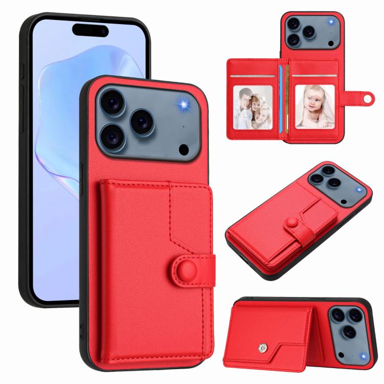 按鈕卡包RFID防盜手機殼，適用於iPhone 17 Pro Max、iPhone 17 Pro、iPhone 17、iPhone Air、iPhone 16 Pro Max、iPhone 16 Pro、iPhone 16 Plus、iPhone 16