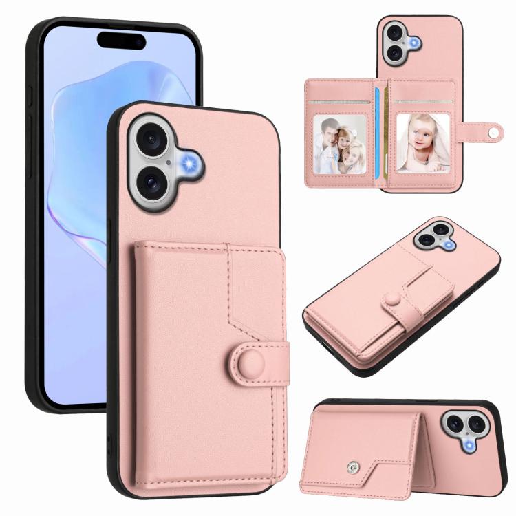 按鈕卡包RFID防盜手機殼，適用於iPhone 17 Pro Max、iPhone 17 Pro、iPhone 17、iPhone Air、iPhone 16 Pro Max、iPhone 16 Pro、iPhone 16 Plus、iPhone 16