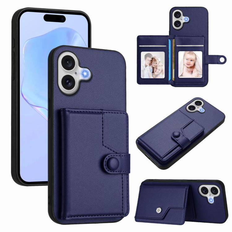 按鈕卡包RFID防盜手機殼，適用於iPhone 17 Pro Max、iPhone 17 Pro、iPhone 17、iPhone Air、iPhone 16 Pro Max、iPhone 16 Pro、iPhone 16 Plus、iPhone 16
