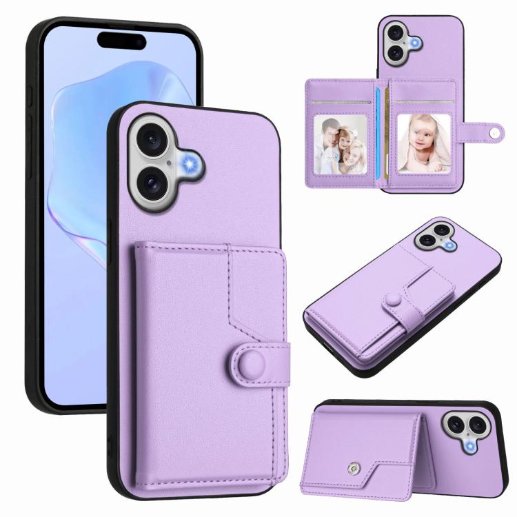 按鈕卡包RFID防盜手機殼，適用於iPhone 17 Pro Max、iPhone 17 Pro、iPhone 17、iPhone Air、iPhone 16 Pro Max、iPhone 16 Pro、iPhone 16 Plus、iPhone 16