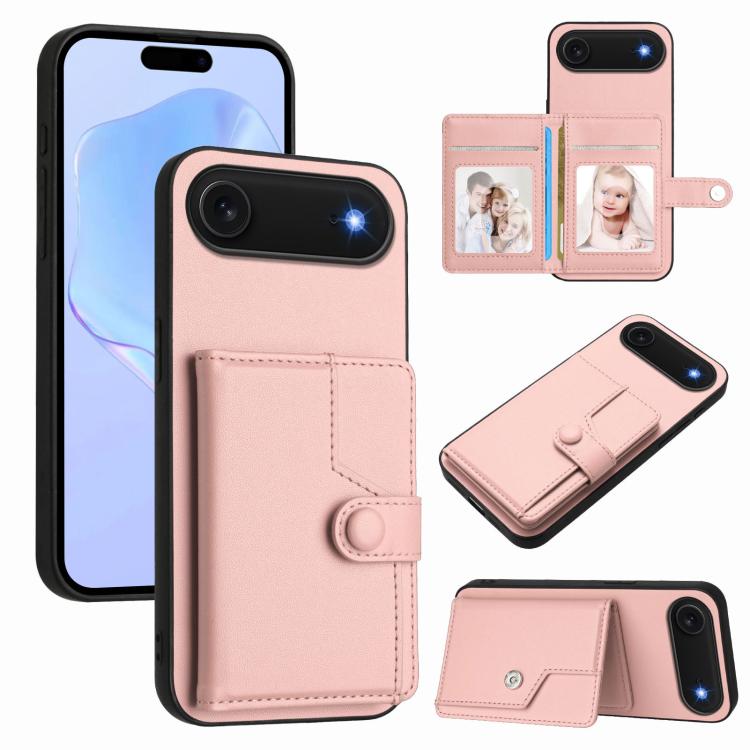 按鈕卡包RFID防盜手機殼，適用於iPhone 17 Pro Max、iPhone 17 Pro、iPhone 17、iPhone Air、iPhone 16 Pro Max、iPhone 16 Pro、iPhone 16 Plus、iPhone 16