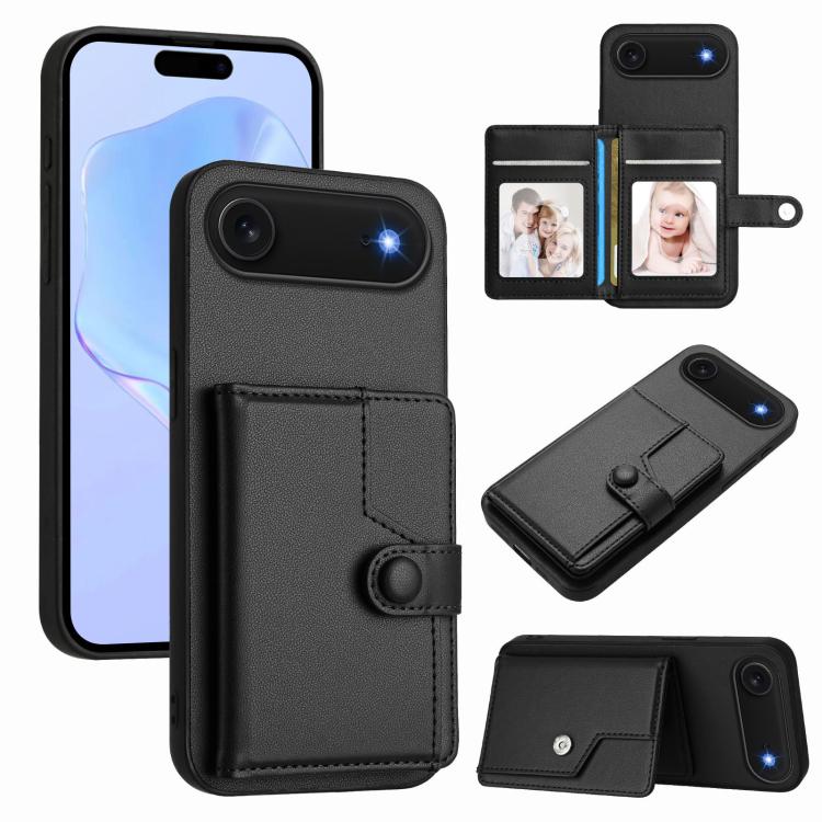 按鈕卡包RFID防盜手機殼，適用於iPhone 17 Pro Max、iPhone 17 Pro、iPhone 17、iPhone Air、iPhone 16 Pro Max、iPhone 16 Pro、iPhone 16 Plus、iPhone 16