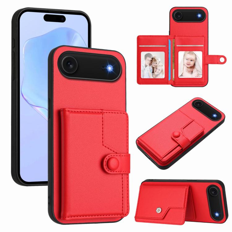 按鈕卡包RFID防盜手機殼，適用於iPhone 17 Pro Max、iPhone 17 Pro、iPhone 17、iPhone Air、iPhone 16 Pro Max、iPhone 16 Pro、iPhone 16 Plus、iPhone 16