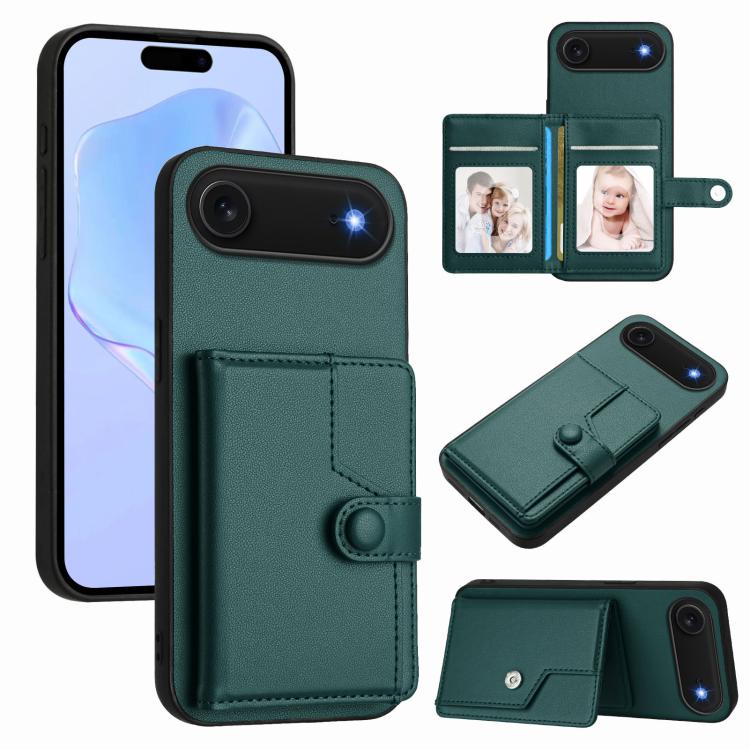 按鈕卡包RFID防盜手機殼，適用於iPhone 17 Pro Max、iPhone 17 Pro、iPhone 17、iPhone Air、iPhone 16 Pro Max、iPhone 16 Pro、iPhone 16 Plus、iPhone 16