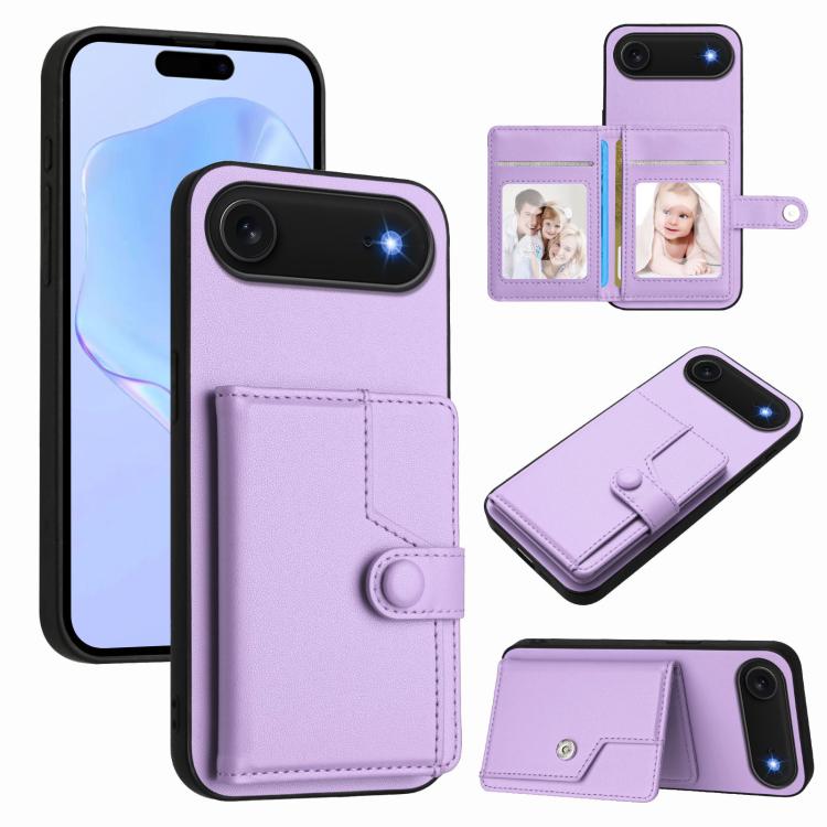 按鈕卡包RFID防盜手機殼，適用於iPhone 17 Pro Max、iPhone 17 Pro、iPhone 17、iPhone Air、iPhone 16 Pro Max、iPhone 16 Pro、iPhone 16 Plus、iPhone 16