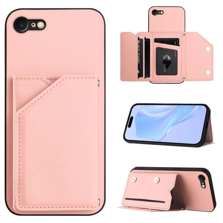 皮膚觸感四卡槽手機殼附手腕帶，適用於 iPhone 7 / 8 / SE 2020 2022、iPhone 13 Pro Max、iPhone 13 Pro、iPhone 13、iPhone 13 mini、iPhone 12、iPhone 12 Pro Max、iPhone 12 Pro