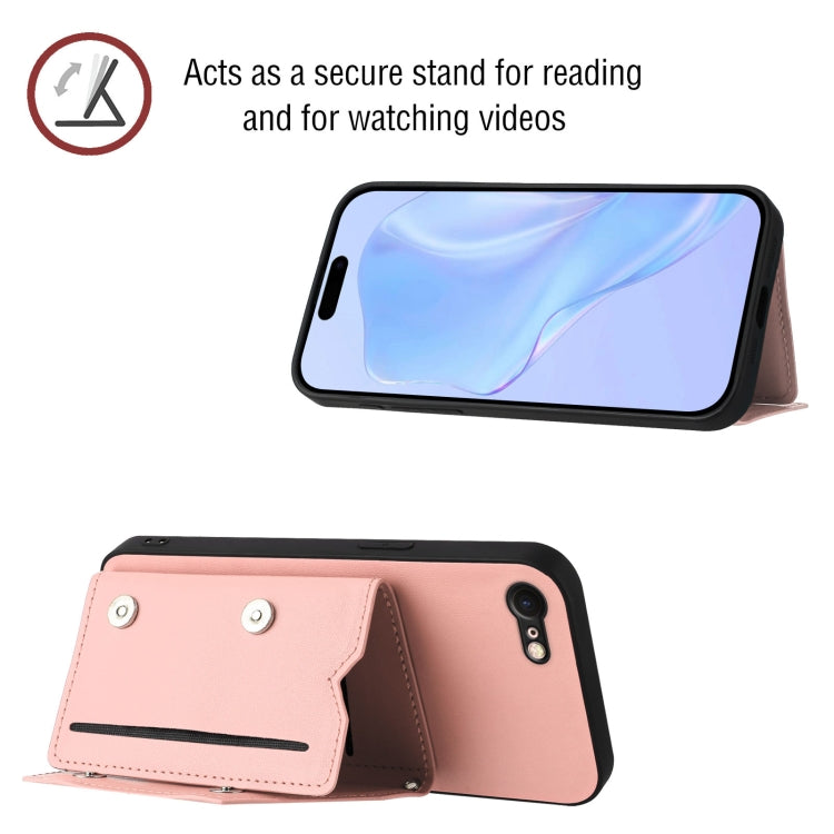 皮膚觸感四卡槽手機殼附手腕帶，適用於 iPhone 7 / 8 / SE 2020 2022、iPhone 13 Pro Max、iPhone 13 Pro、iPhone 13、iPhone 13 mini、iPhone 12、iPhone 12 Pro Max、iPhone 12 Pro
