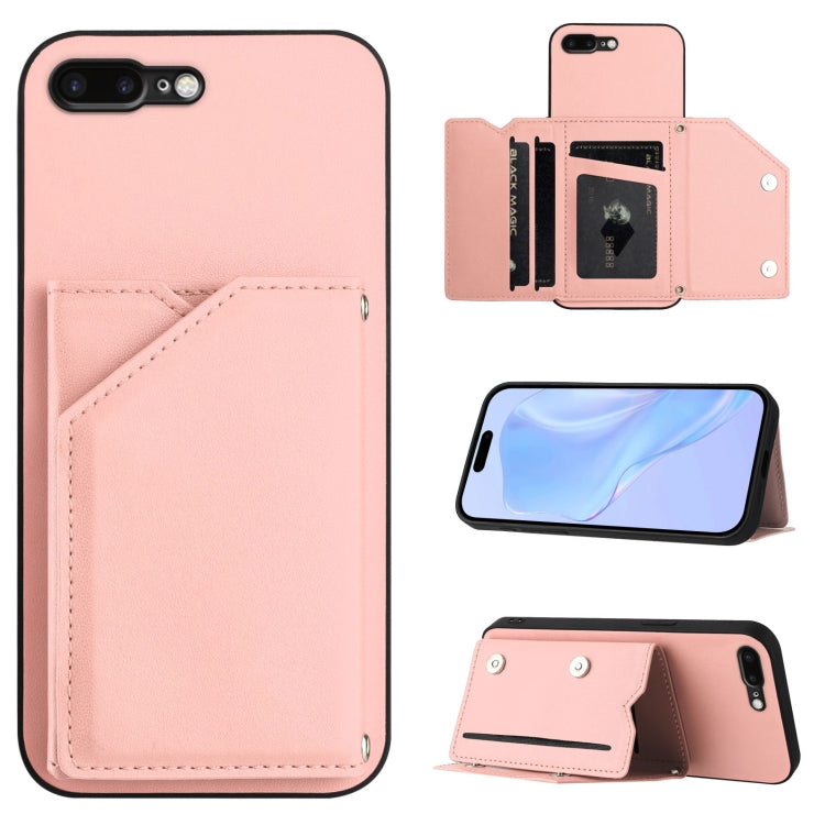 皮膚觸感四卡槽手機殼附手腕帶，適用於 iPhone 12 mini、iPhone 11 Pro Max、iPhone 11、iPhone 11 Pro、iPhone X / XS、iPhone XR、iPhone XS Max、iPhone 7 Plus / 8 Plus