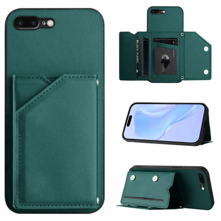 皮膚觸感四卡槽手機殼附手腕帶，適用於 iPhone 12 mini、iPhone 11 Pro Max、iPhone 11、iPhone 11 Pro、iPhone X / XS、iPhone XR、iPhone XS Max、iPhone 7 Plus / 8 Plus