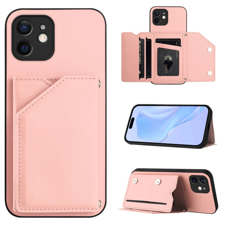 皮膚觸感四卡槽手機殼附手腕帶，適用於 iPhone 12 mini、iPhone 11 Pro Max、iPhone 11、iPhone 11 Pro、iPhone X / XS、iPhone XR、iPhone XS Max、iPhone 7 Plus / 8 Plus
