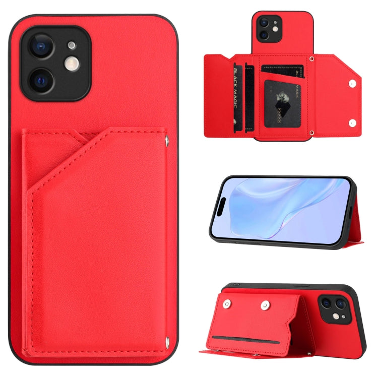 皮膚觸感四卡槽手機殼附手腕帶，適用於 iPhone 12 mini、iPhone 11 Pro Max、iPhone 11、iPhone 11 Pro、iPhone X / XS、iPhone XR、iPhone XS Max、iPhone 7 Plus / 8 Plus