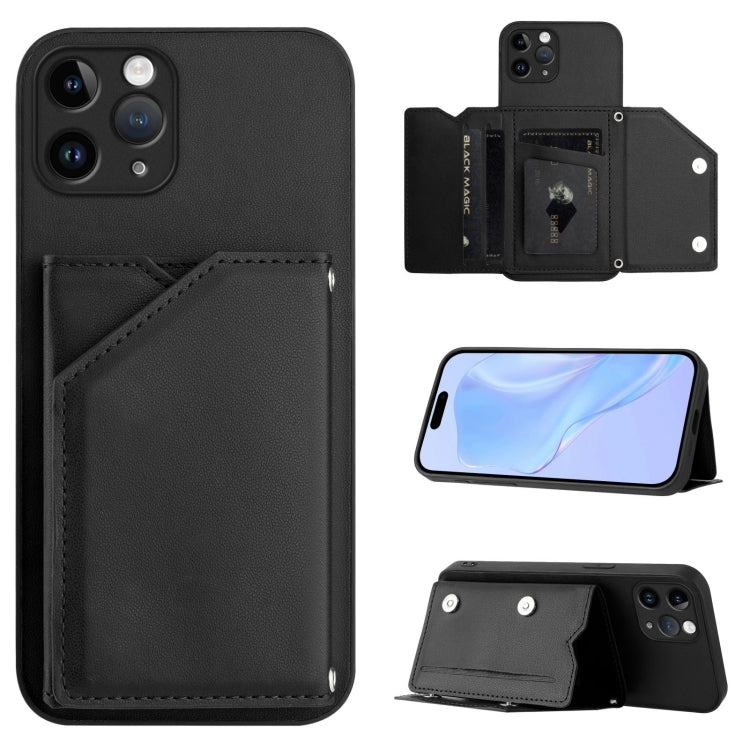 皮膚觸感四卡槽手機殼附手腕帶，適用於 iPhone 12 mini、iPhone 11 Pro Max、iPhone 11、iPhone 11 Pro、iPhone X / XS、iPhone XR、iPhone XS Max、iPhone 7 Plus / 8 Plus